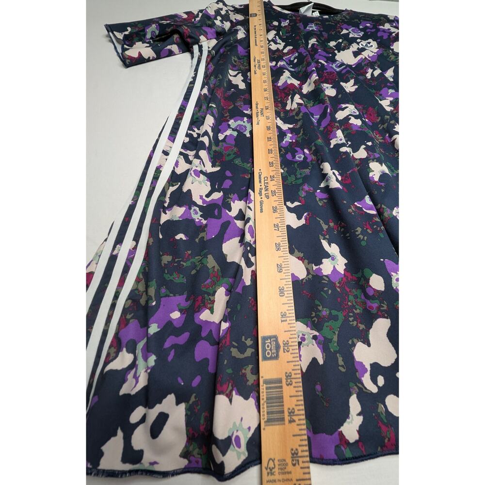 Adidas Originals Abstract Floral Camo T-Shirt Dress 3-Stripes Trefoil Women's L - Picture 9 of 11